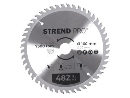 Strend Pro Pílový kotúč na drevo TCT 160 x 2,2 x 20/16 mm 48T | ajtech.sk