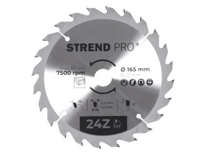 Strend Pro Pílový kotúč na drevo TCT 165 x 2,2 x 20/16 mm 24T | ajtech.sk