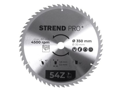 Strend Pro Pílový kotúč na drevo TCT 350 x 3,6 x 30 mm 54T | ajtech.sk