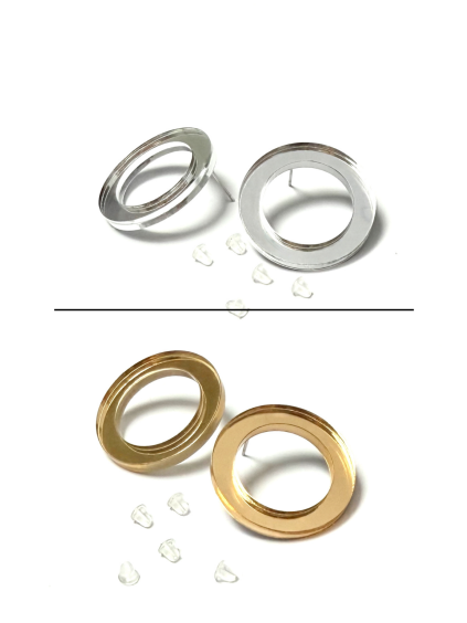Náušnice MIRROR CIRCLES - 3 cm - GOLD & SILVER