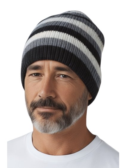 Čepice COLOR BEANIE - BLACK & WHITE & GREY