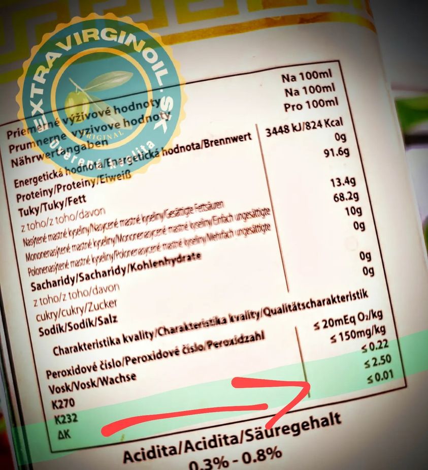 Pravosť a čerstvosť olivového oleja - delta K
