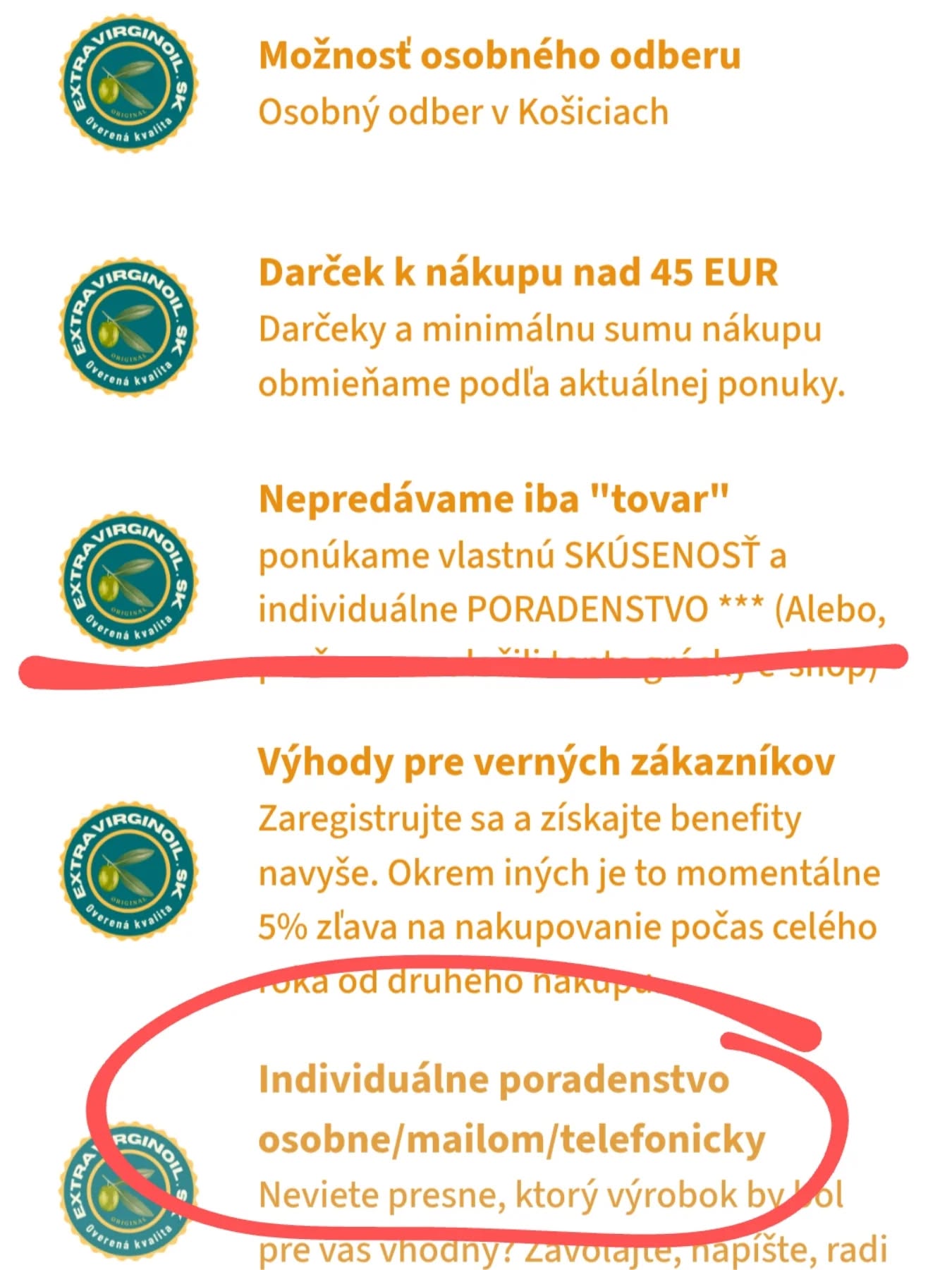 Olivový olej - individuálne poradenstvo
