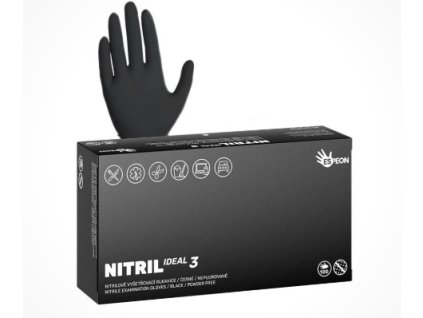 Nitrilové rukavice NITRIL IDEAL3 100 ks, nepudrované, čierne, 3.5 g