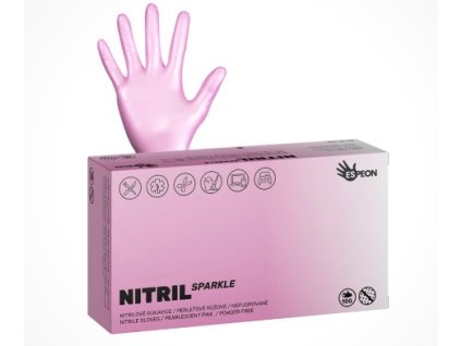 Nitrilové rukavice NITRIL SPARKLE 100 ks, nepudrované, perleťovo ružové, 4.0 g