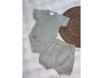 Set mušelín body+kraťasy Eucalyptus