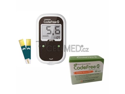 Glukometr SD-CODEFREE PLUS Kompletní SET (přístroj, 50proužků, pero +10 jehliček)