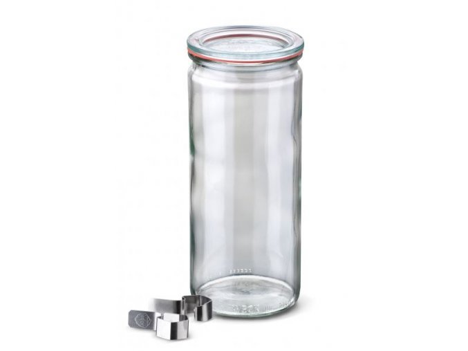 Zavařovací sklenice Cylinder WECK 1040 ml - kompletní s víčkem a klipsy