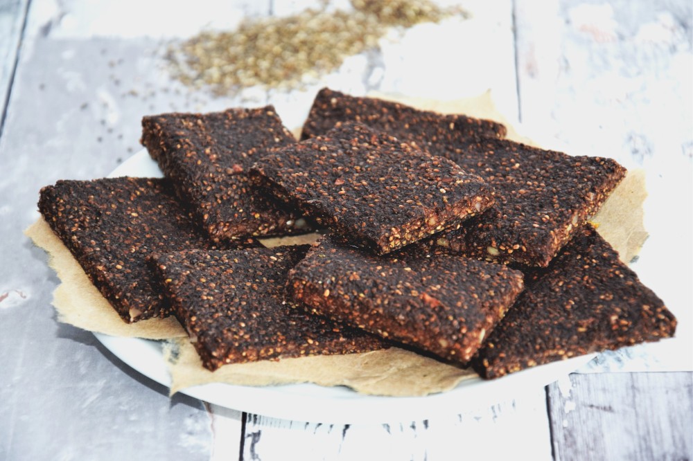 Peanut squares with chia seeds