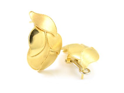 Náušnice zo žltého zlata extravagantné spojené lístky