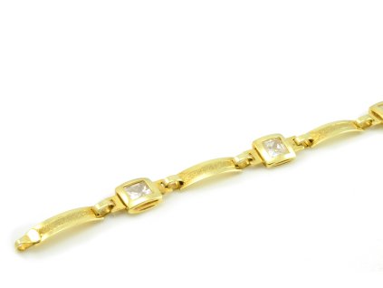 Náramok zo žltého zlata - číry zirkón 5 x 5 mm