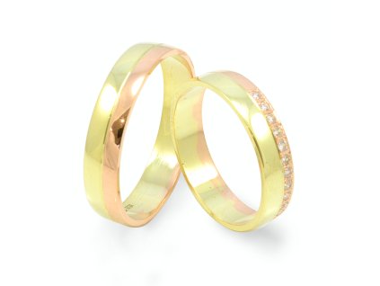 Svadobné obrúčky zo žltého a červeného zlata s 11 zirkónmi