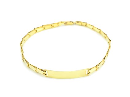 Náramok zo žltého zlata- plochý obojstranný s platničkou