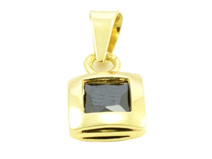 Prívesok zo žltého zlata -čierny zirkón 5 mm x 5 mm