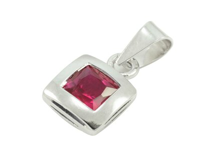 Prívesok z bieleho zlata - červený zirkón 5 mm x 5 mm
