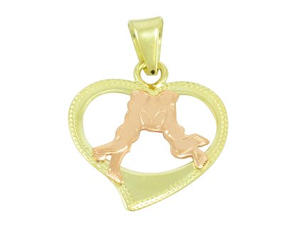 Zlatý srdiečkový prívesok - znamenie blíženci