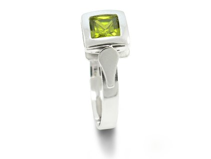 Prsteň z bieleho zlata 5 mm x 5 mm zelený zirkón