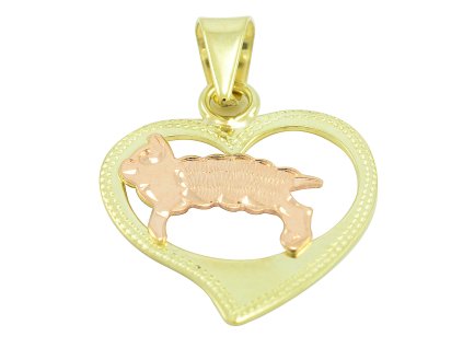 Zlatý srdiečkový prívesok - znamenie baran
