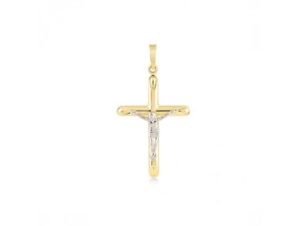 Zlatý prívesok v tvare kríža s Ježišom.
