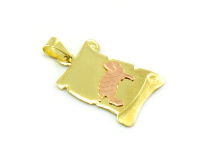 Znamenie zo žltého zlata v tvare zvinutého listu papiera - baran