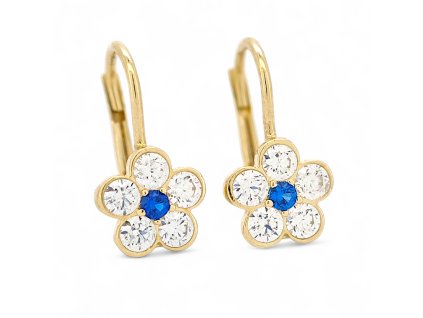 Náušnice s modrým zirkónom - kvietok