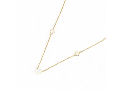 Retiazka zo žltého zlata - štvorlístok perleťový