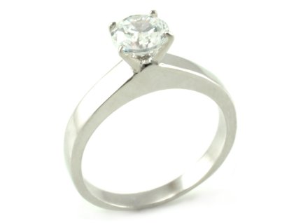 Zásnubný prsteň z bieleho zlata s centrálnym zirkónom medzi 4 prackami Lea