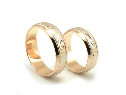 Svadobné obrúčky z červeného zlata a pokovované rhódiom