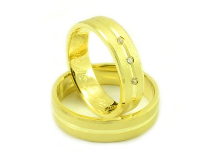 Svadobné obrúčky zo žltého zlata päť zirkónov