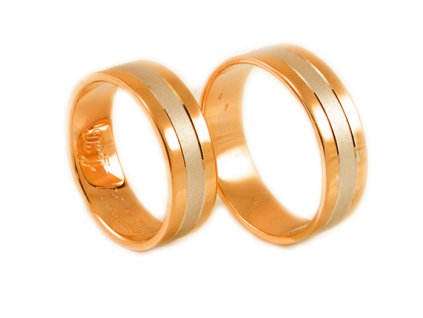 Svadobné obrúčky z červeného a bieleho zlata bez kamienkov