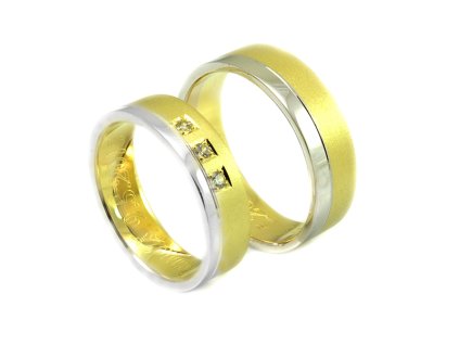 Svadobné obrúčky zo žltého a bieleho zlata široké 6 mm