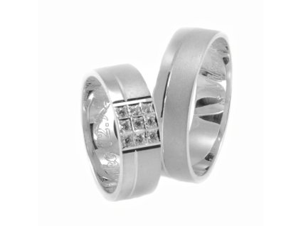 Svadobné obrúčky z bieleho zlata deväť zirkónov