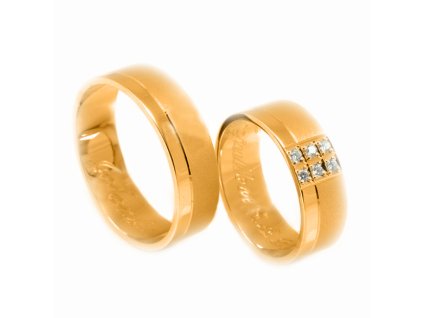 Svadobné obrúčky z červeného zlata , šesť zirkónov