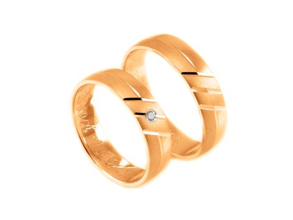 Svadobné obrúčky z červeného zlata s tromi jemnými drážkami