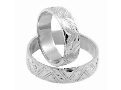 Svadobné obrúčky z bileho zlata s ručným gravírom