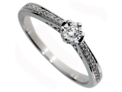 Zásnubný prsteň z bieleho zlata s briliantmi