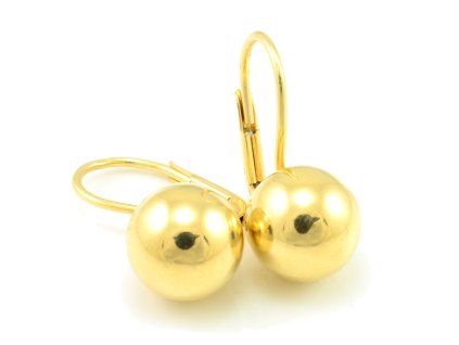 Náušnice zo žltého zlata guľôčka priemer 8 mm