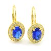 Náušnice zo žltého zlata so syntetickými zirkónmi a modrým spinelom