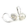 Náušnice z bieleho zlata veľká biela prírodná perla 8mm tri zirkóniky