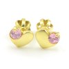 Zlaté náušnice-žlté zlato v tvare srdiečka ružový zirkón na balón