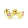 Zlaté náušnice-žlté zlato v tvare srdiečka ružový zirkón na balón