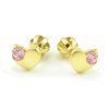 Zlaté náušnice-žlté zlato v tvare srdiečka ružový zirkón na balón