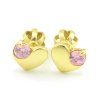 Zlaté náušnice-žlté zlato v tvare srdiečka ružový zirkón na balón