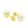 Náušnice zo žltého zlata veľká 8,5 mm biela prírodná perla na balónik