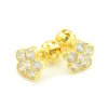 Náušnice zo žltého zlata kvetinka s čírimi zirkónmi na balónik