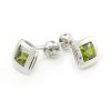 Náušnice z bieleho zlata zirkóny zelené 5 mm x 5 mm na balónik