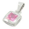 Prívesok z bieleho zlata - ružový zirkón 5 mm x 5 mm