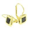 Náušnice zo žltého zlata s čiernym zirkónom