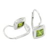 Náušnice z bieleho zlata so zeleným zirkónom