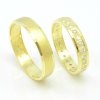 Svadobné obrúčky zo žltého zlata - ploché,multikameňové